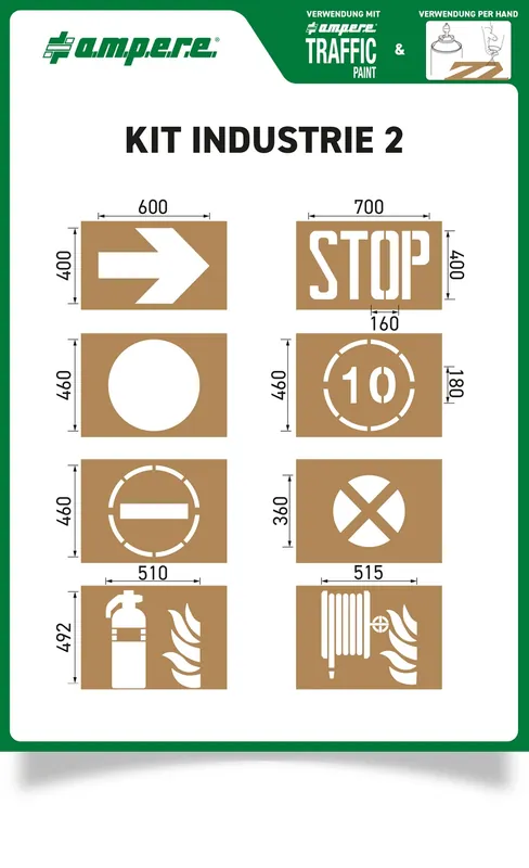 A.M.P.E.R.E. Schablonensatz KIT Industrie 2, 8 Schablonen Geprüft