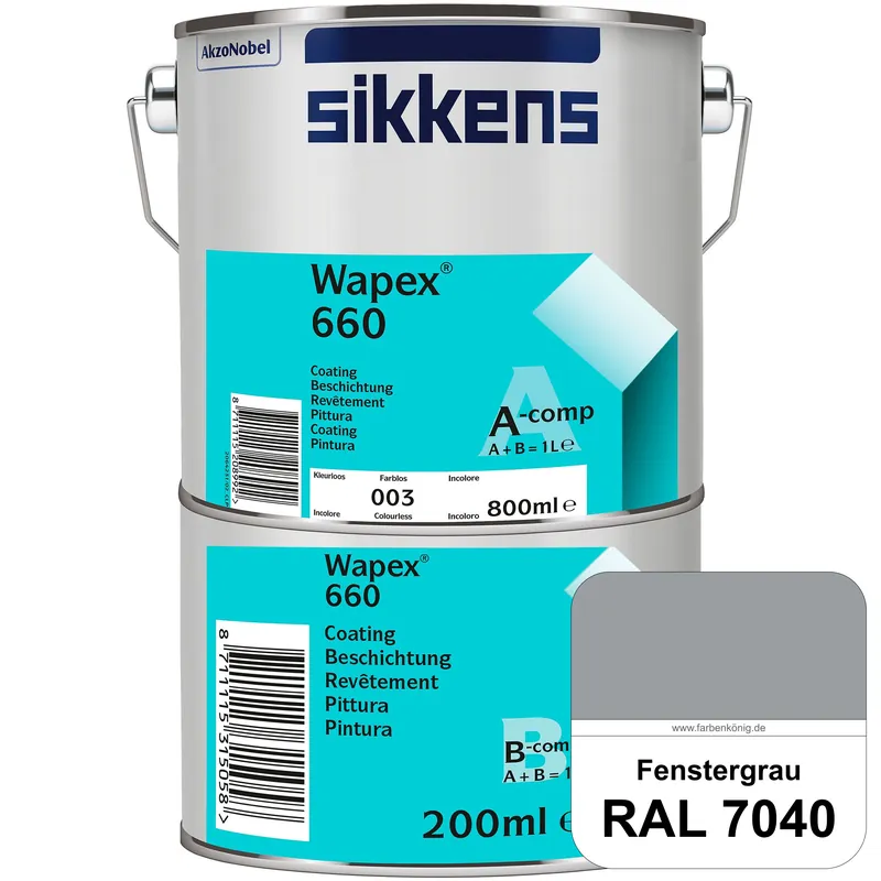 Wapex 660 Set (RAL 7040 Fenstergrau) seidenglänzende 2K-Epoxidharzlack für Böden & Wände (innen) Beliebt