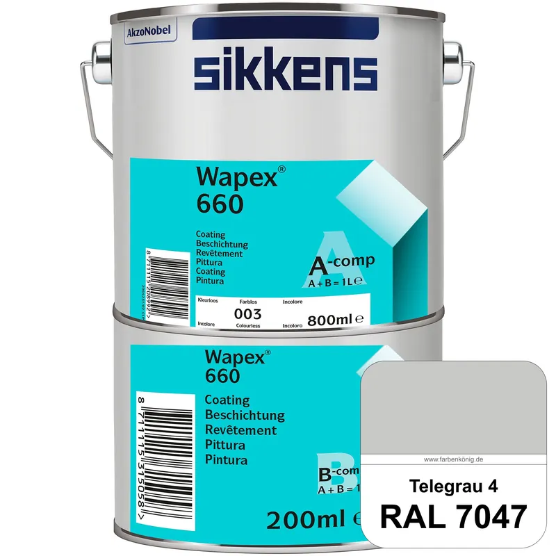 Wapex 660 Set (RAL 7047 Telegrau 4) seidenglänzende 2K-Epoxidharzlack für Böden & Wände (innen) Heißes Angebot