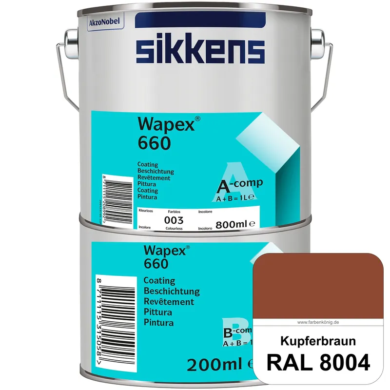 Wapex 660 Set (RAL 8004 Kupferbraun) seidenglänzende 2K-Epoxidharzlack für Böden & Wände (innen) Bestseller