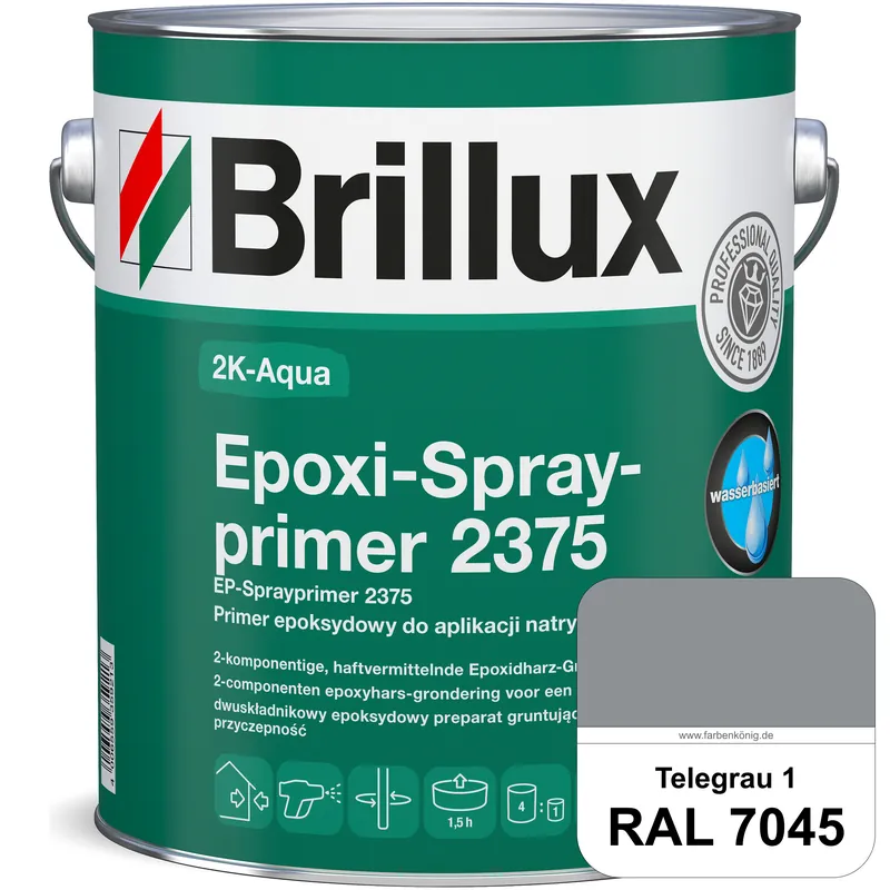 2K-Aqua Epoxi-Sprayprimer 2375 (RAL 7045 Telegrau 1) haftvermittelnde 2K-Grundierung auf nicht sauge Ausverkauf
