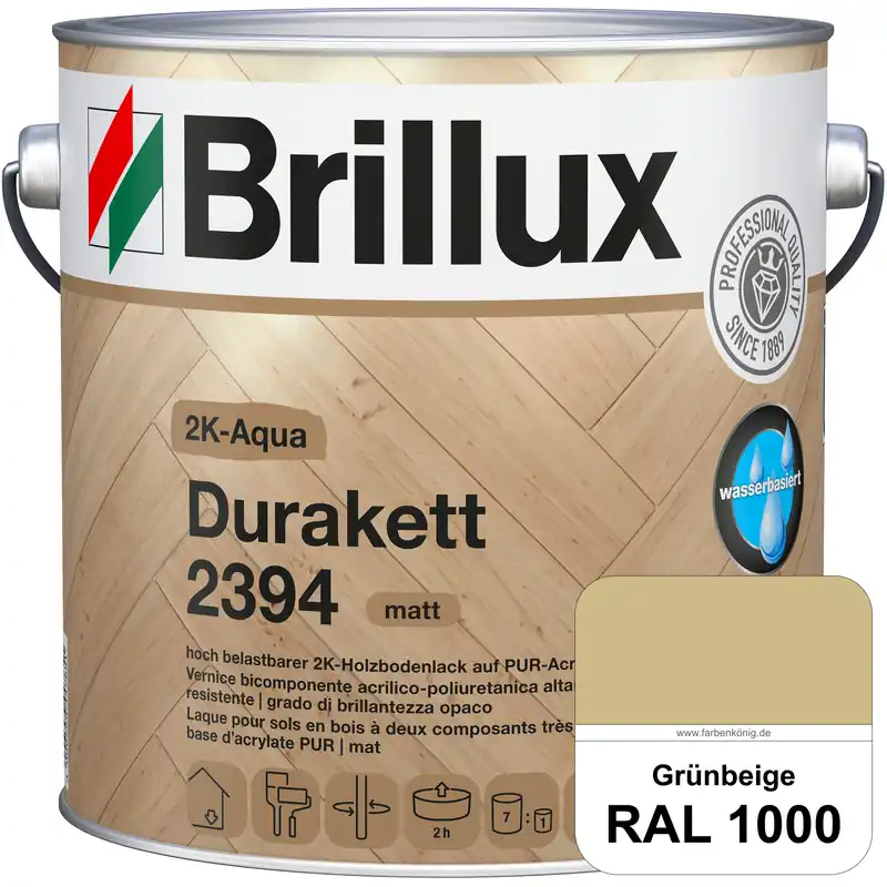 2K-Aqua Durakett 2394 (RAL 1000 Grünbeige) Wasserbasierter 2K-Versiegelung für Parkettfußböden, Diel Schnäppchen