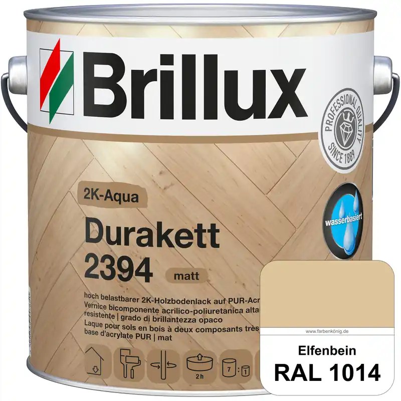 2K-Aqua Durakett 2394 (RAL 1014 Elfenbein) Wasserbasierter 2K-Versiegelung für Parkettfußböden, Diel Online Kaufen