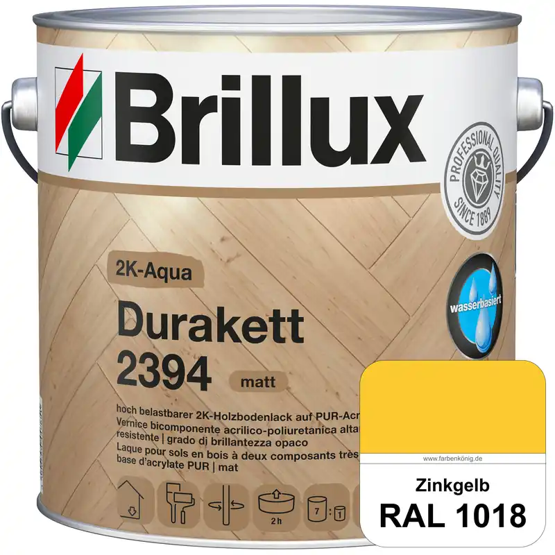 2K-Aqua Durakett 2394 (RAL 1018 Zinkgelb) Wasserbasierter 2K-Versiegelung für Parkettfußböden, Diele Sale