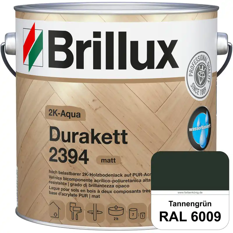 2K-Aqua Durakett 2394 (RAL 6009 Tannengrün) Wasserbasierter 2K-Versiegelung für Parkettfußböden, Die Saisonangebot