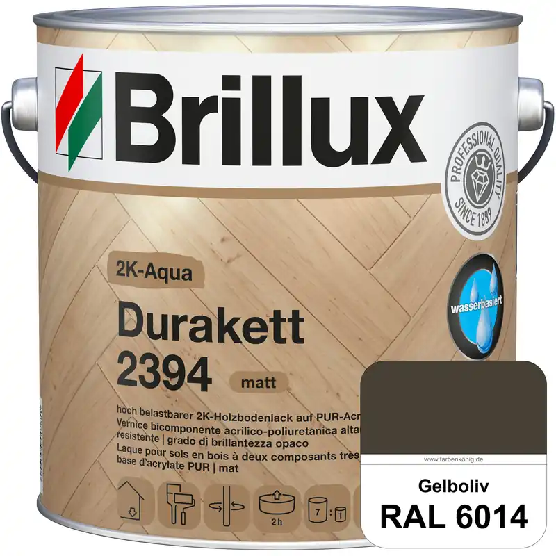 2K-Aqua Durakett 2394 (RAL 6014 Gelboliv) Wasserbasierter 2K-Versiegelung für Parkettfußböden, Diele Sonderangebot