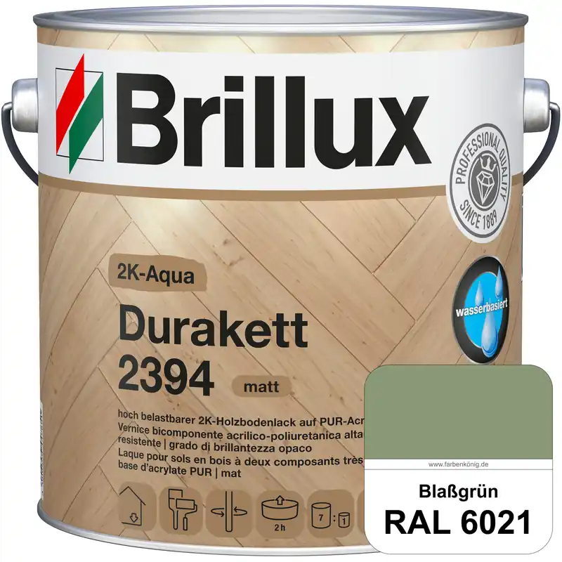 2K-Aqua Durakett 2394 (RAL 6021 Blassgrün) Wasserbasierter 2K-Versiegelung für Parkettfußböden, Diel Begrenztes Angebot