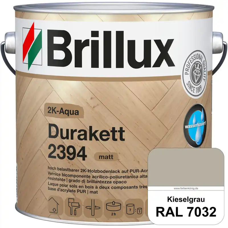 2K-Aqua Durakett 2394 (RAL 7032 Kieselgrau) Wasserbasierter 2K-Versiegelung für Parkettfußböden, Die Preis Gesenkt