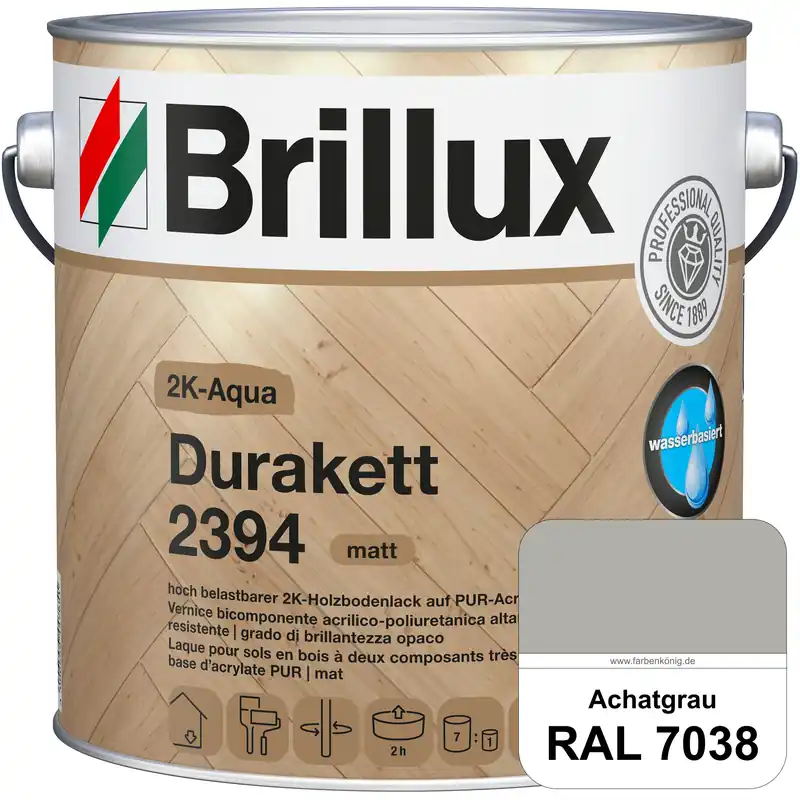 2K-Aqua Durakett 2394 (RAL 7038 Achatgrau) Wasserbasierter 2K-Versiegelung für Parkettfußböden, Diel Must-Have