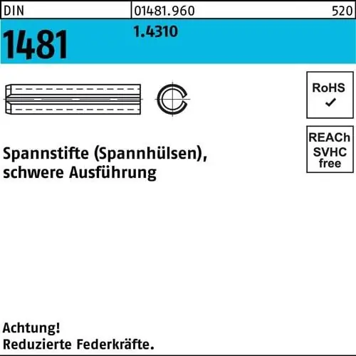 Echt Spannstift DIN 1481 10x 30 1.4310 schwere Ausführung 10 Stück