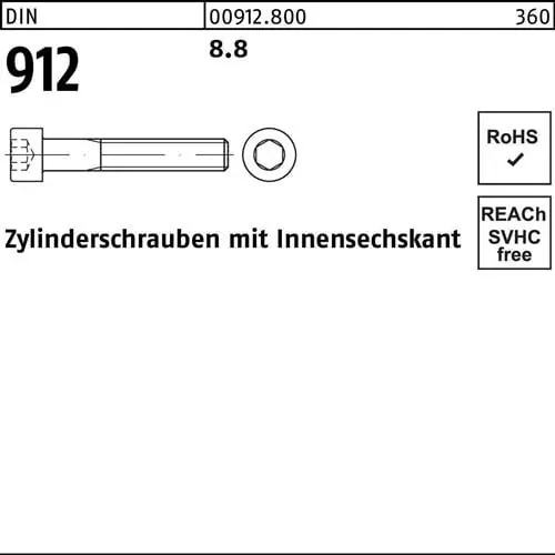 Zylinderschraube DIN 912 Innen-6kt M12x 35 8.8 100 Stück Sonderaktion