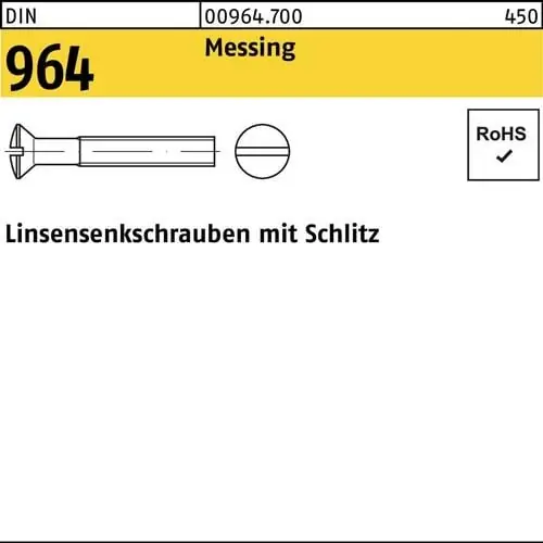 Neu Im Sortiment Linsensenkschraube DIN 964 Schlitz M6x 40 Messing 200 Stück